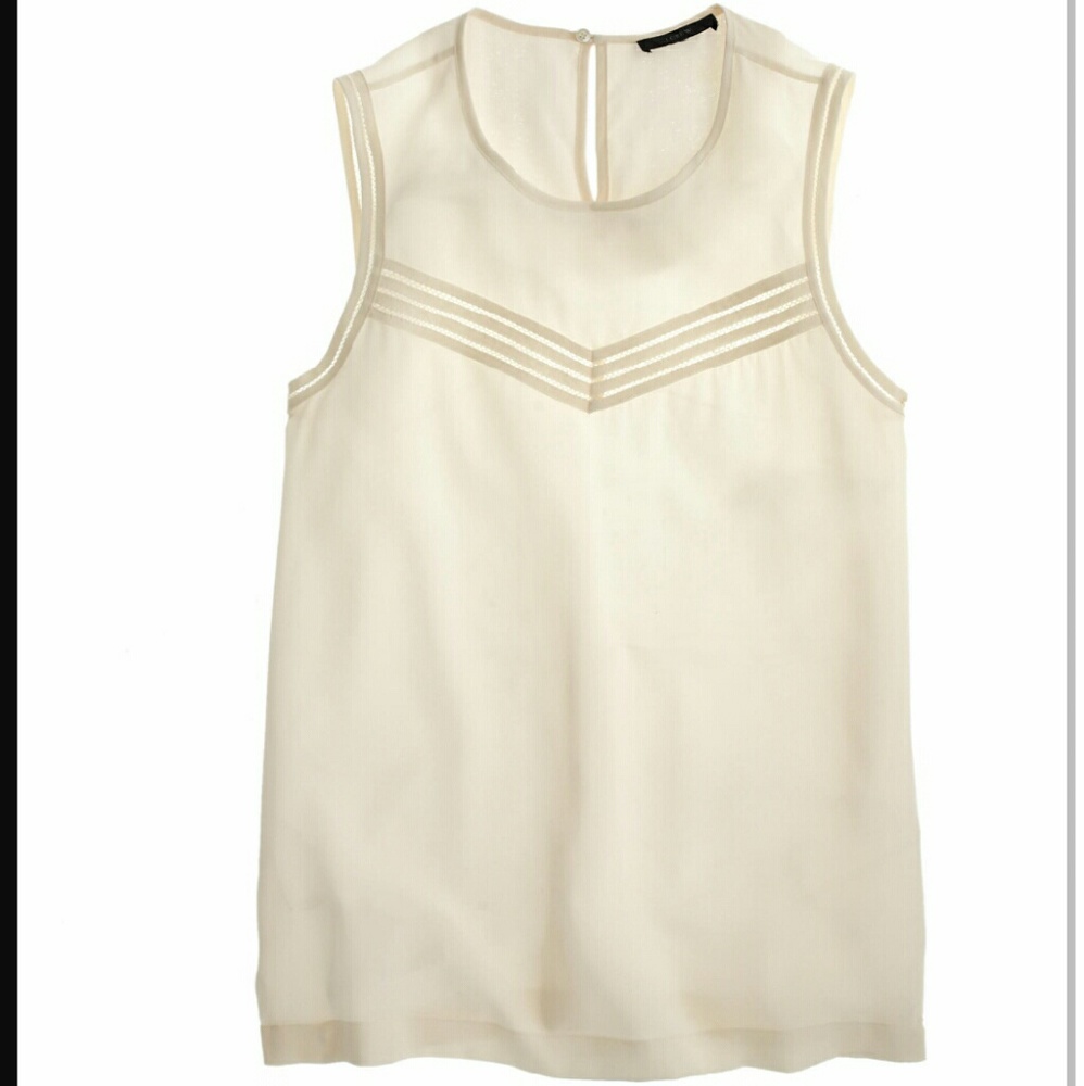 COPY - NEW J.Crew ladder stitch silk shell cream white
